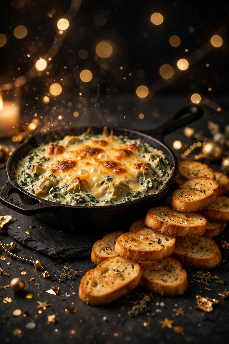 spinach artichoke dip with crostini