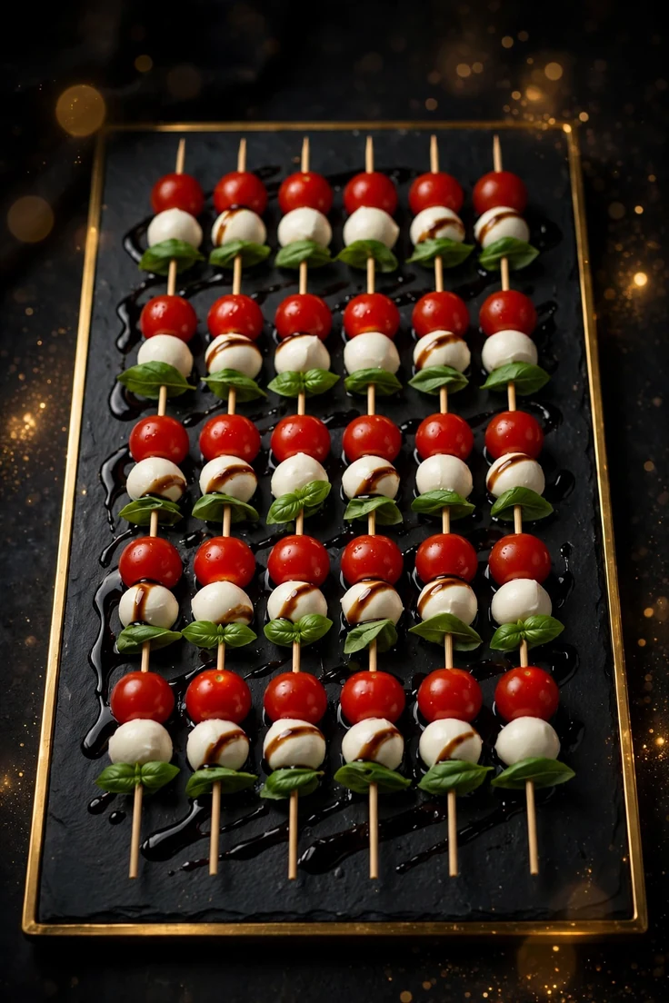 caprese skewers with balsamic glaze