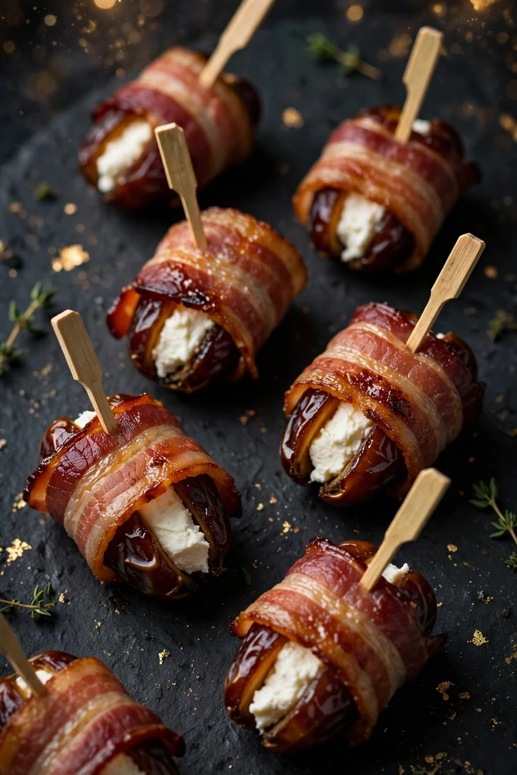 bacon wrapped dates with goat cheese