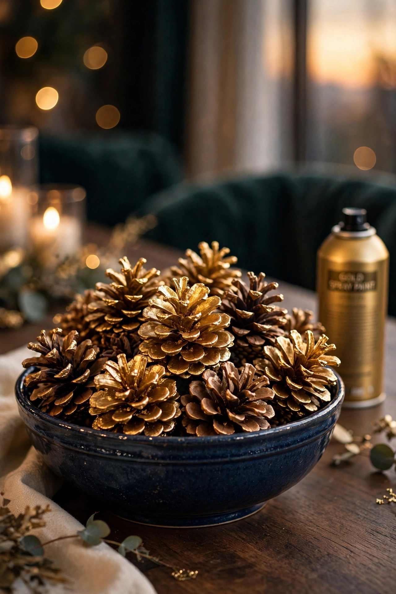 gilded pinecones gold christmas bowl filler diy