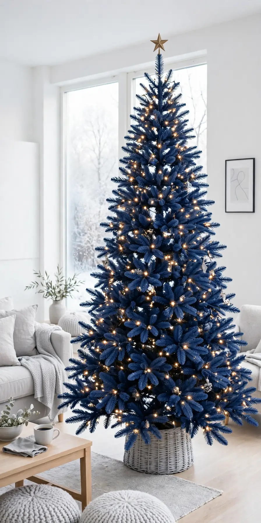 blue color christmas tree artificial full