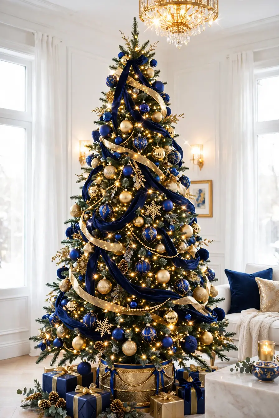 blue and gold christmas tree royal navy