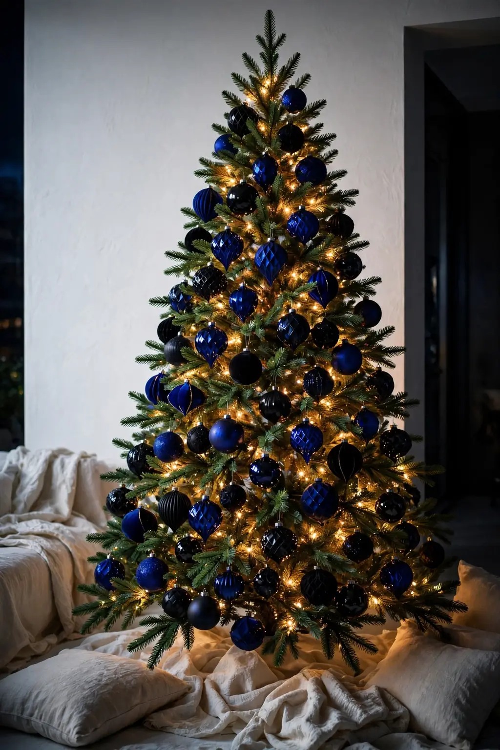 royal blue black christmas tree modern