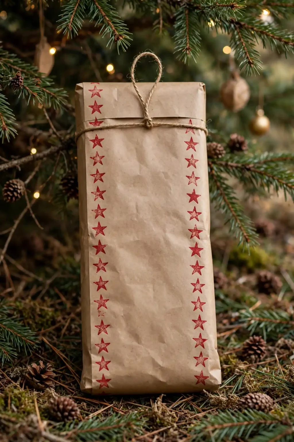 kraft christmas wrapping paper stamped border