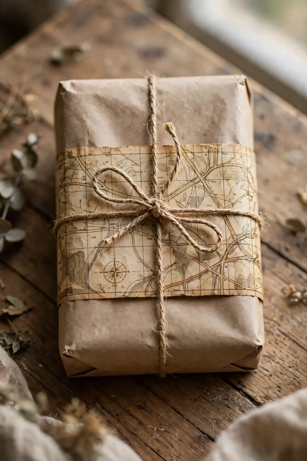 kraft xmas wrapping paper old map layer