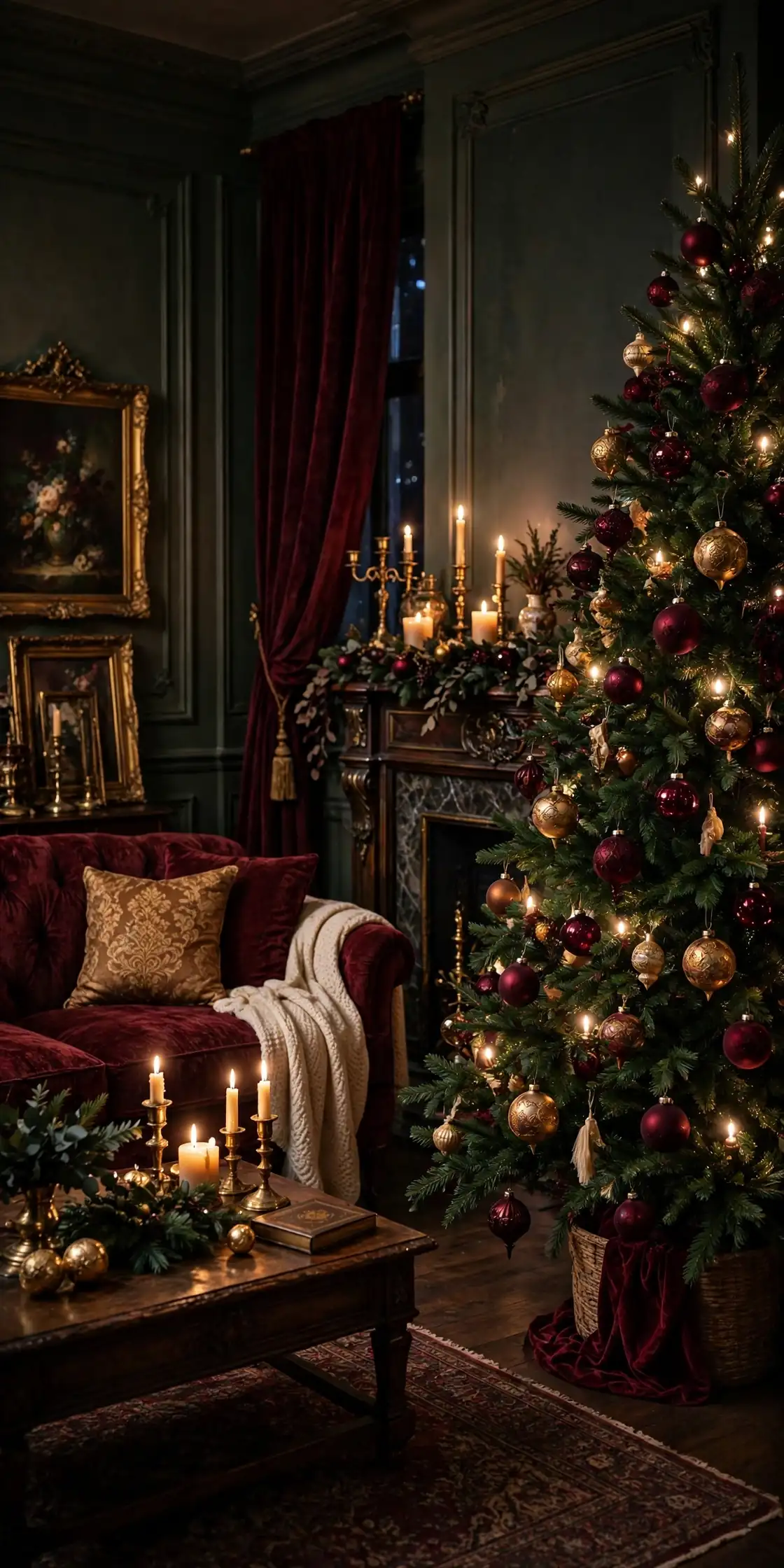 Burgundy Christmas Tree With Gold Ornaments burgundy christmas tree with gold ornaments