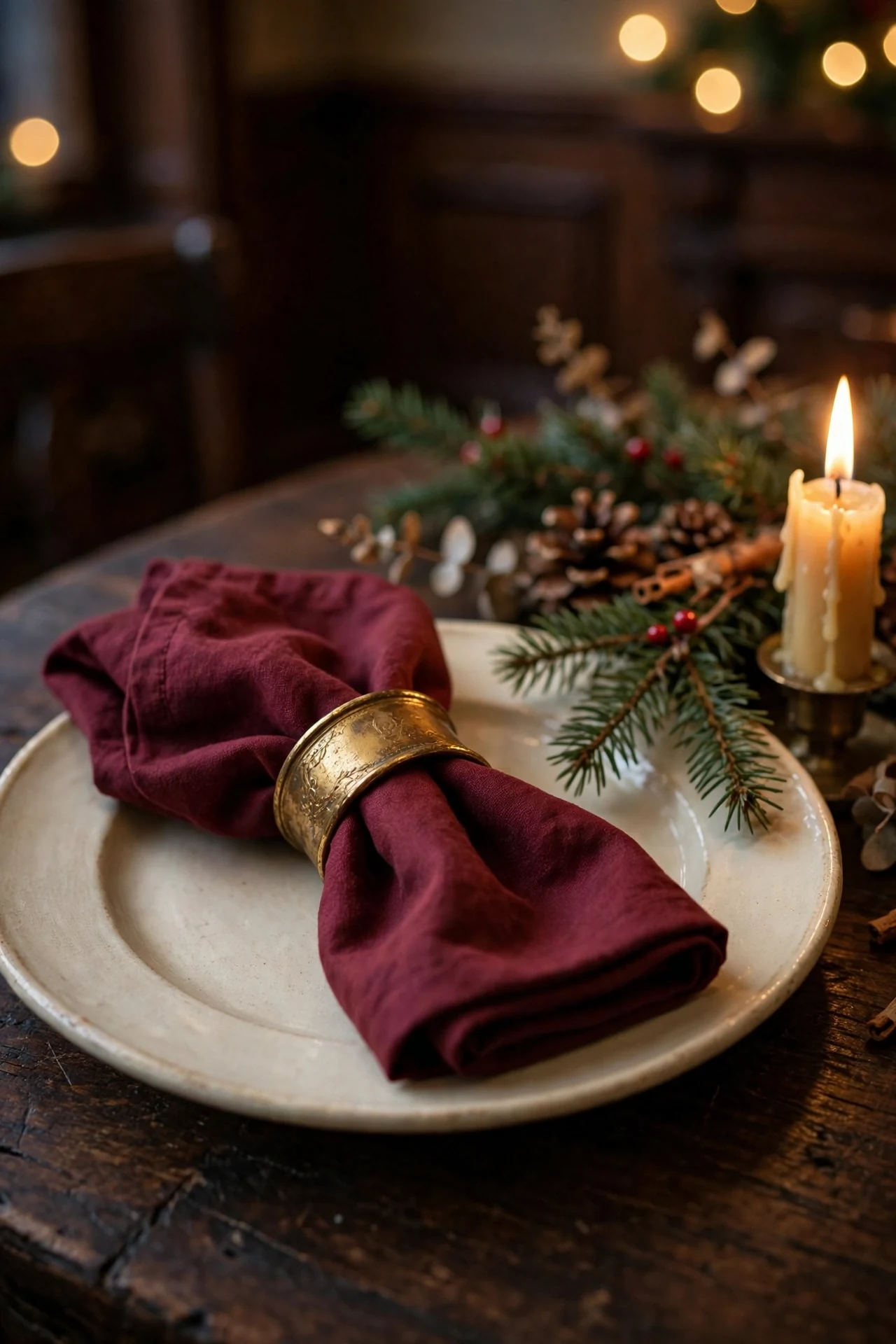 Burgundy Napkins With Gold Napkin Rings burgundy christmas napkins gold napkin rings
