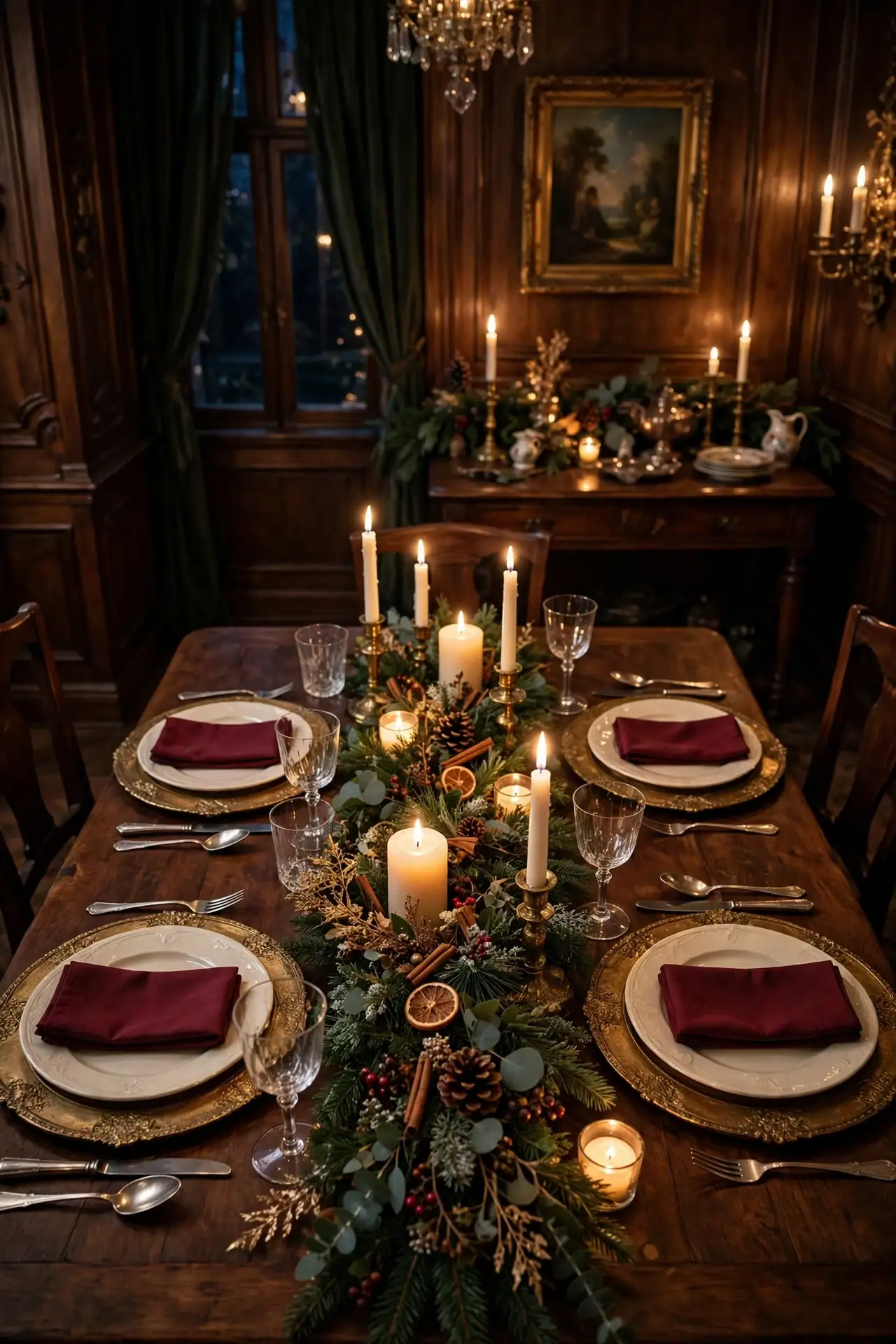 Burgundy And Gold Place Settings With Chargers burgundy and gold christmas table setting chargers