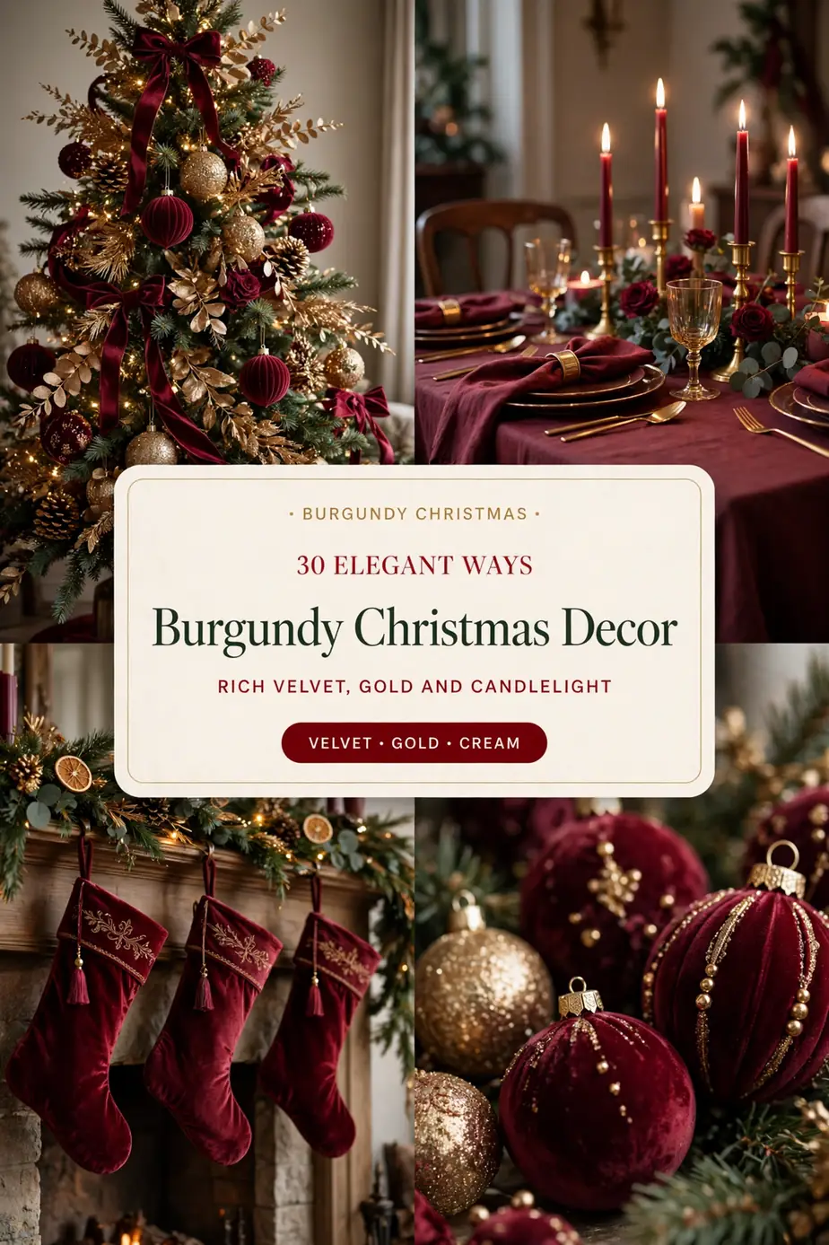 Burgundy Christmas Decor Ideas: 30 Rich Ways to Make Your Home Glow Like Candlelight