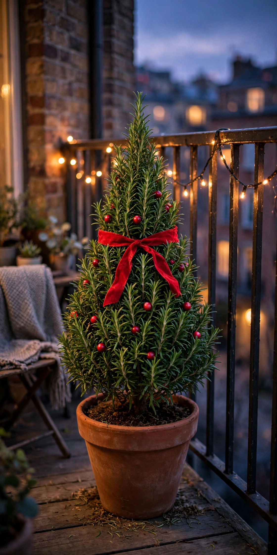 rosemary topiary tree balcony christmas herb