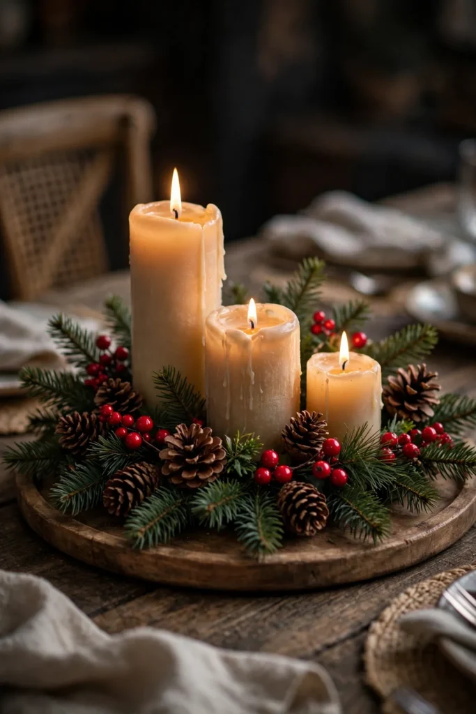 christmas candle centerpiece diy