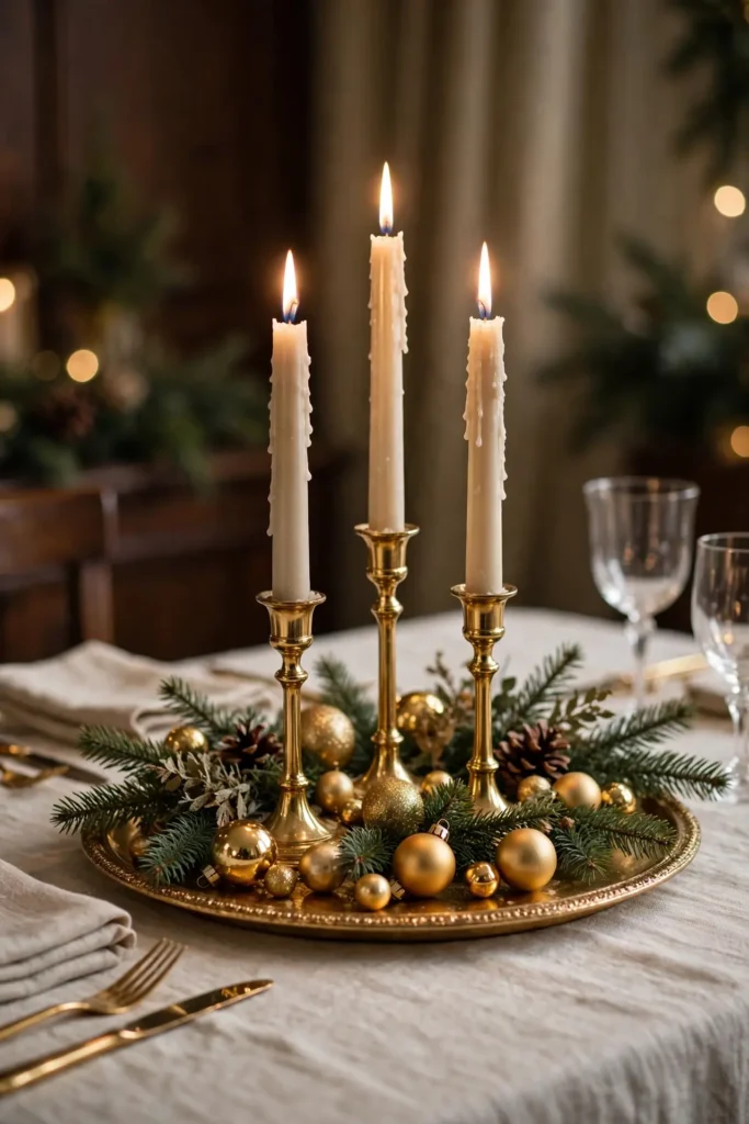 diy christmas candle centerpiece
