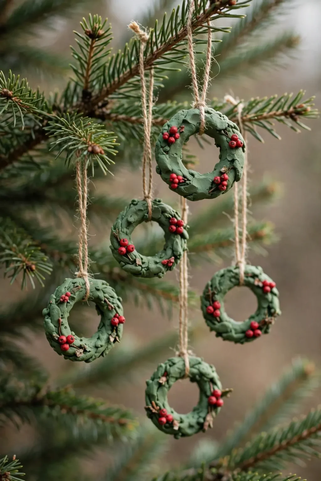 clay mini wreath ornaments christmas tree