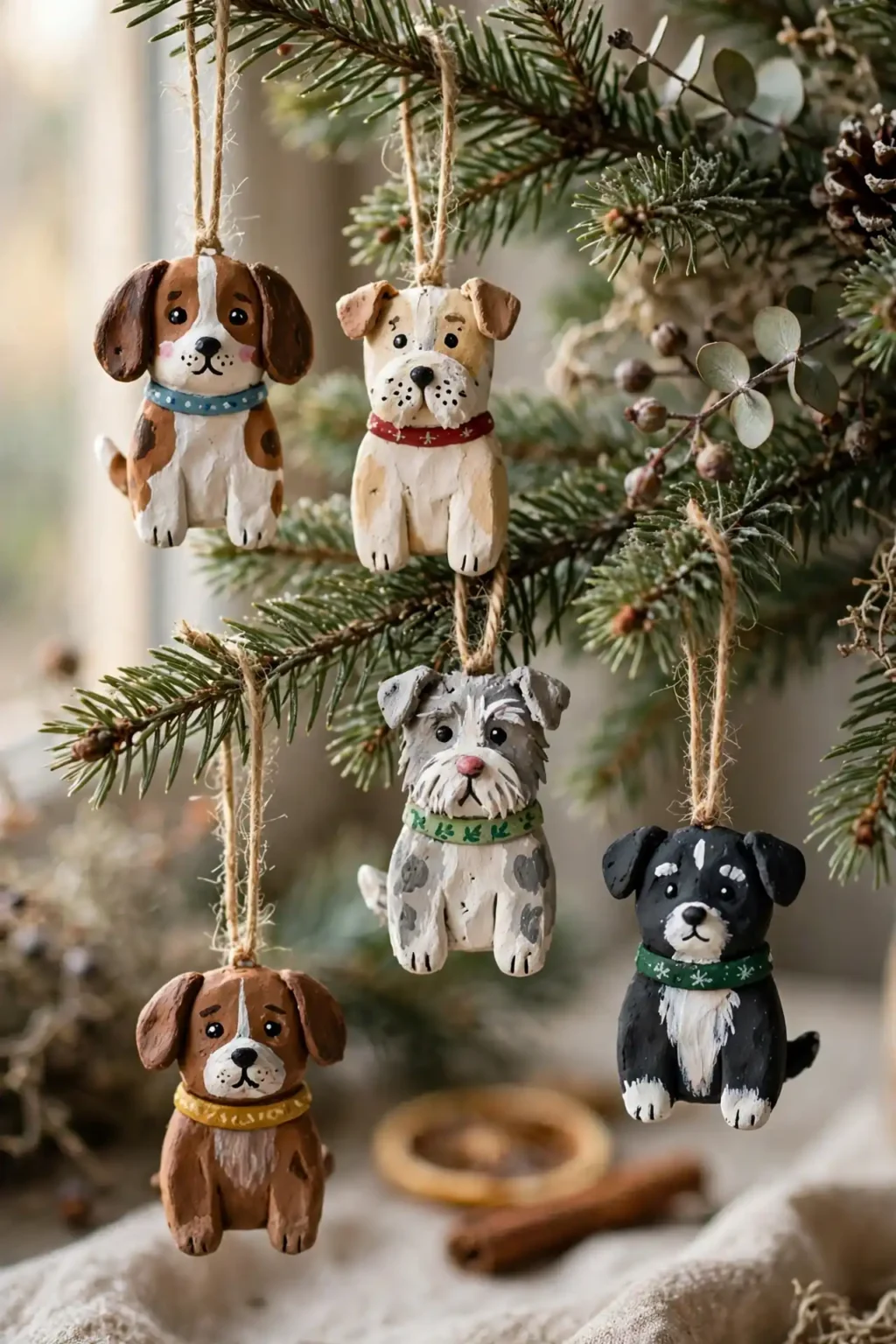 clay dog ornaments christmas pet keepsake