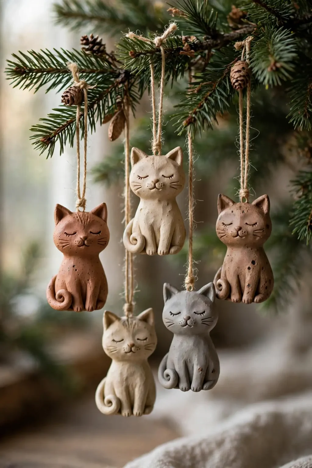 clay cat ornaments christmas pet keepsake