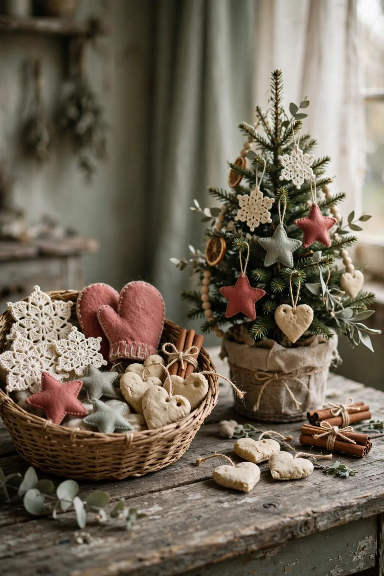 cottage ornaments crochet felt handmade
