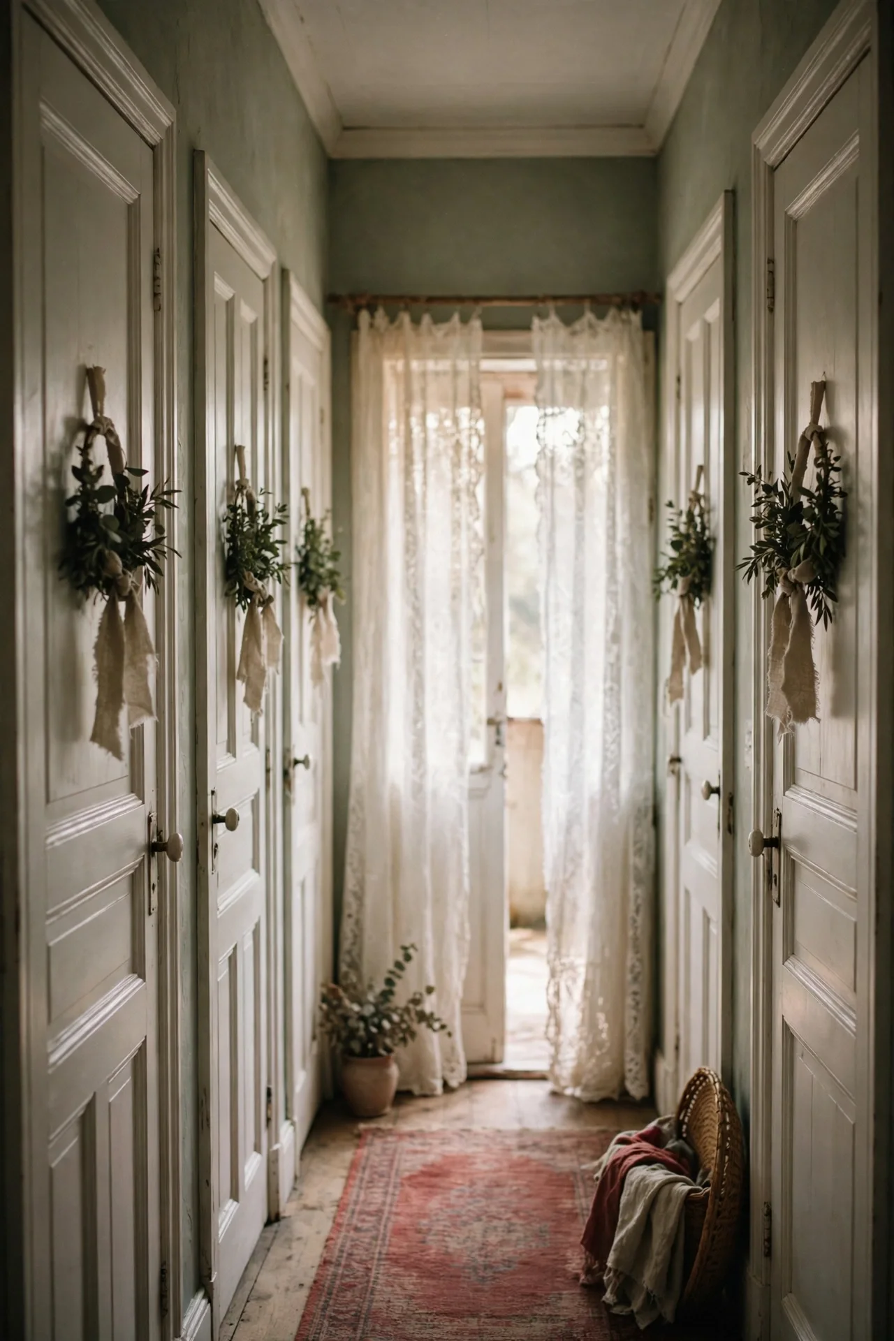 greenery swag interior doors cottage
