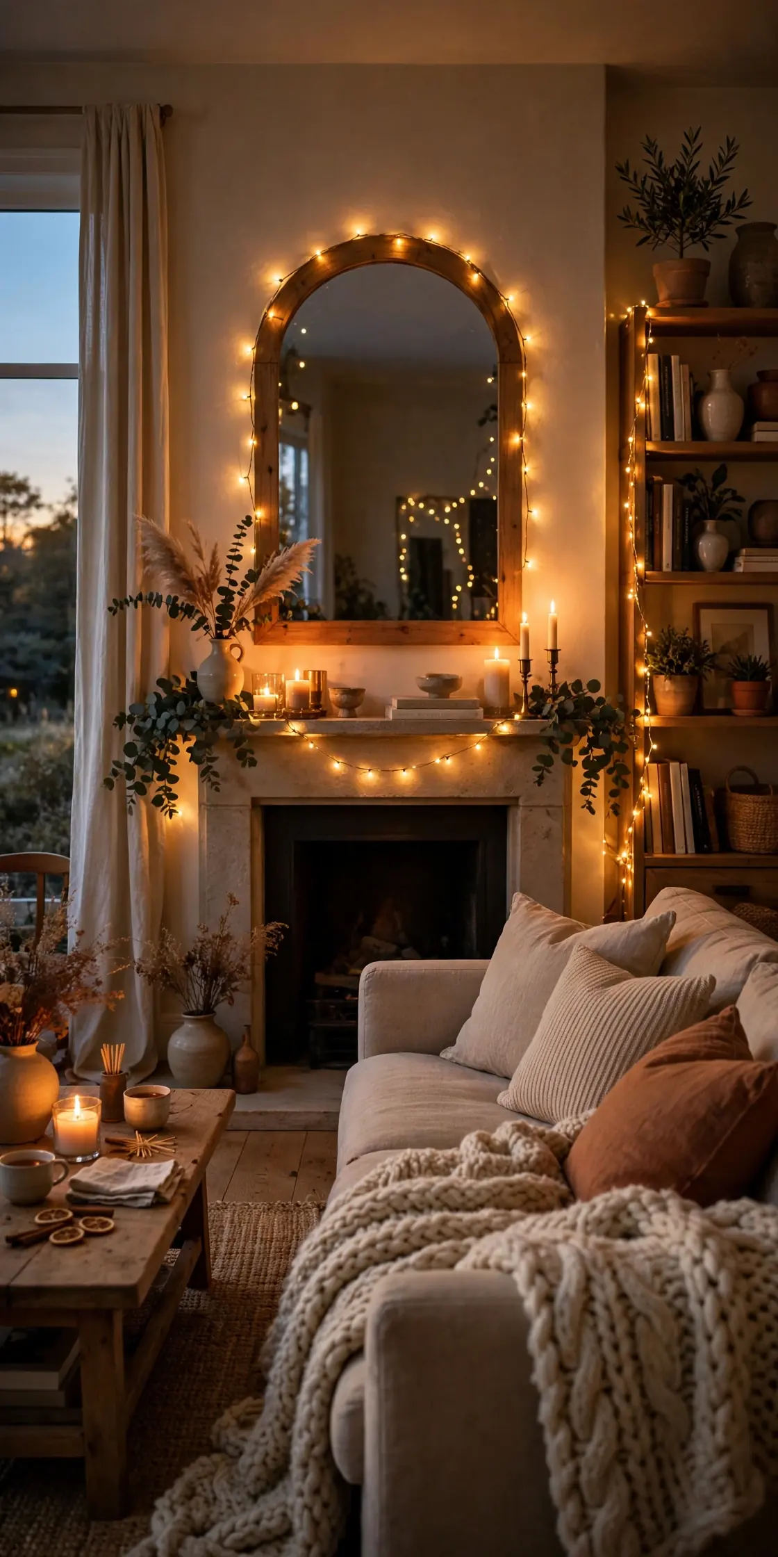 cozy christmas lights fairy lights living room