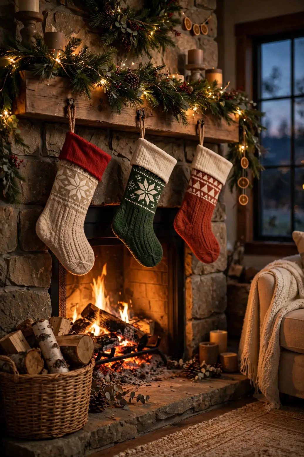 cozy fireplace christmas glow stockings