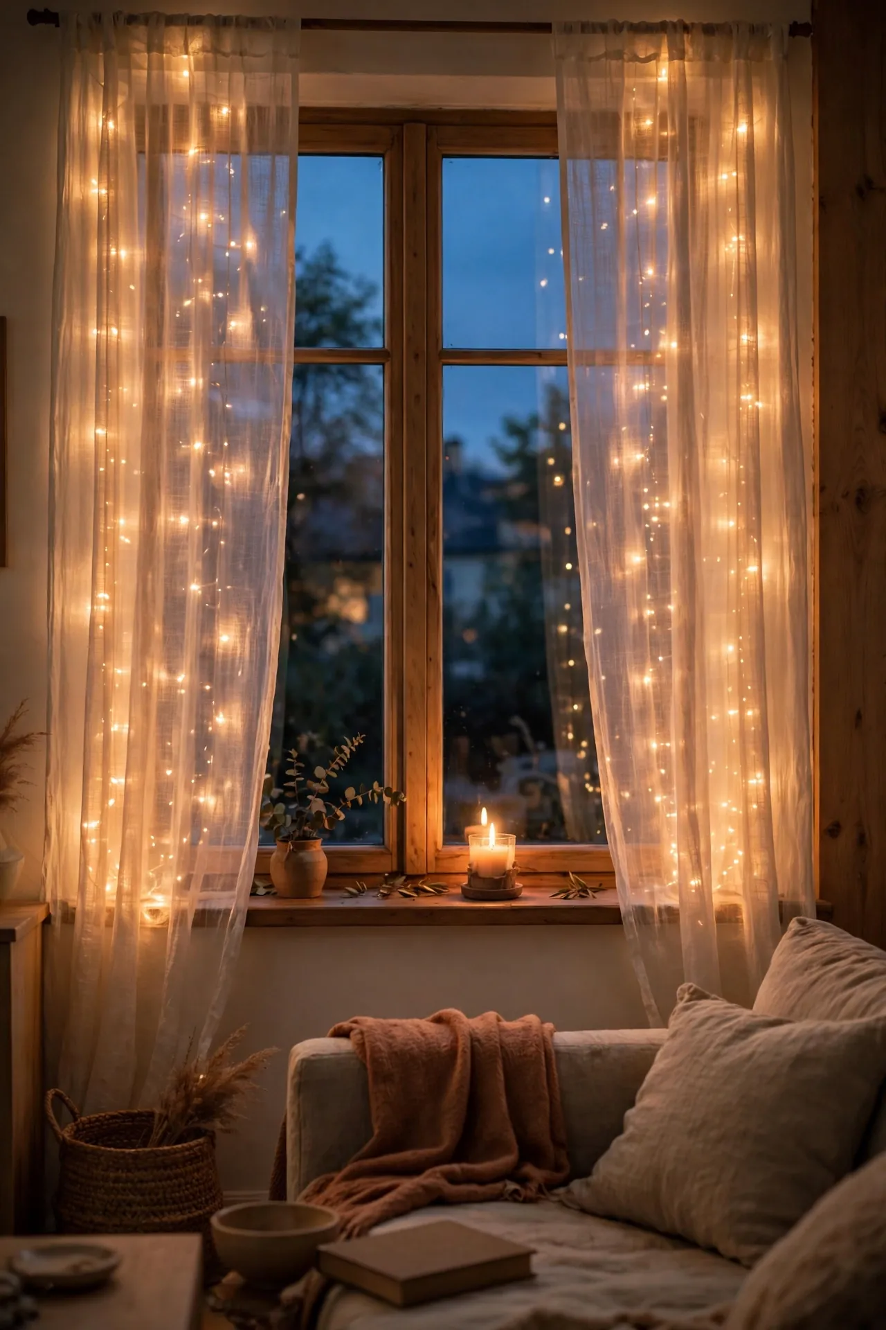 christmas window candles cozy glow