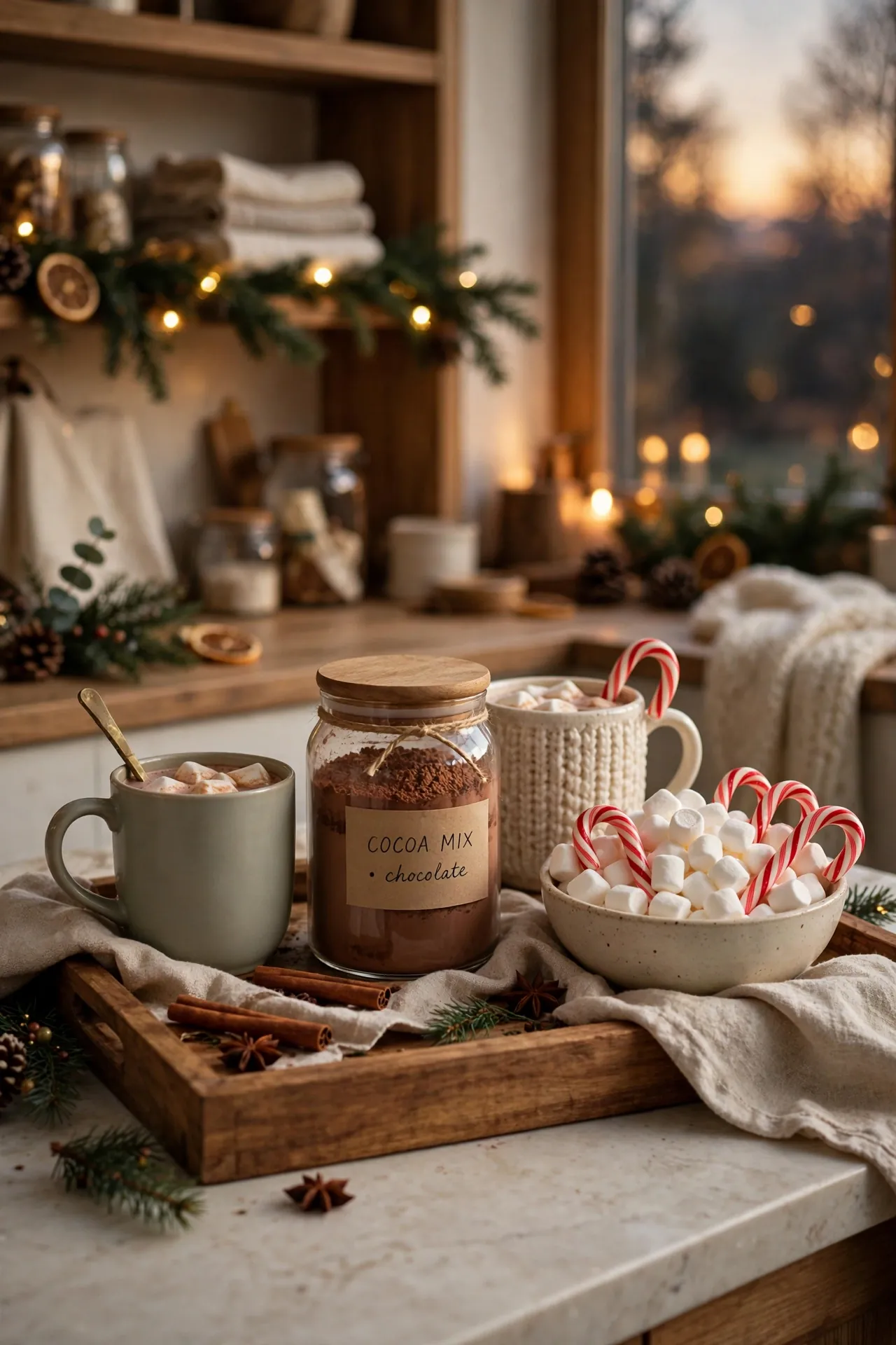 hot cocoa station cozy christmas kitchen