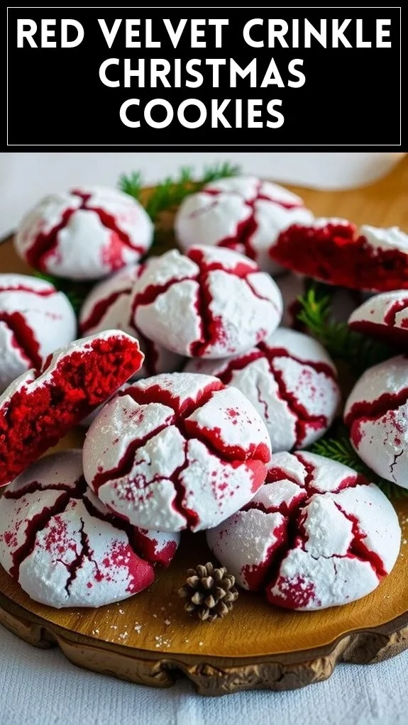 red velvet christmas crinkle cookies