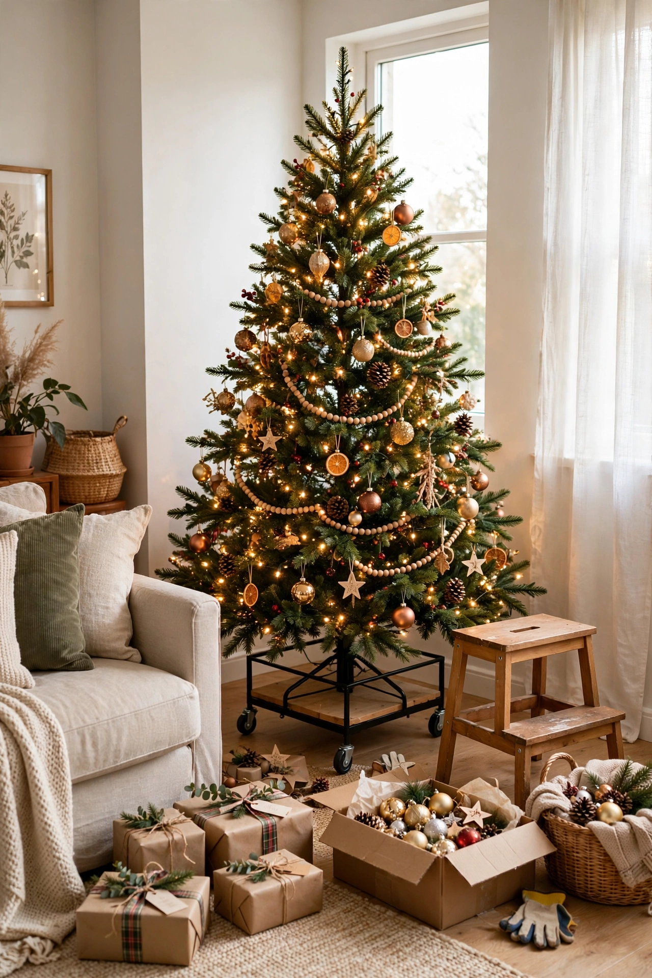 rotate tree while decorating corner trick