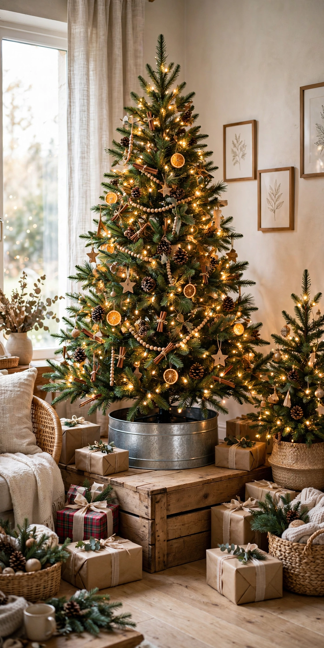 christmas tree on platform raised corner display