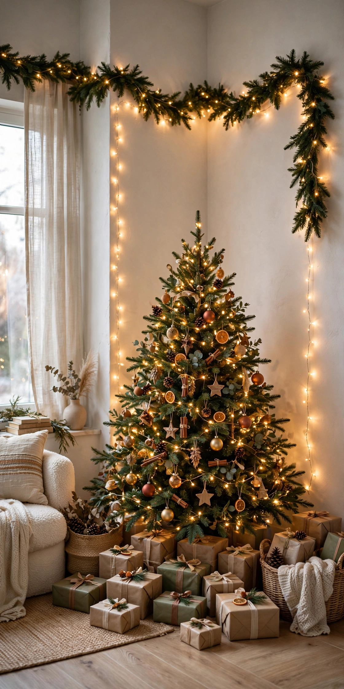 fairy light halo corner walls christmas tree