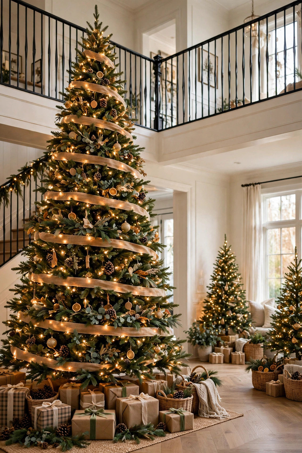 tall christmas tree two story foyer corner