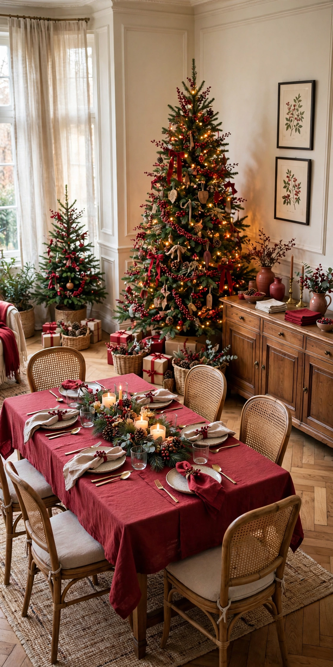 dining room corner christmas tree buffet