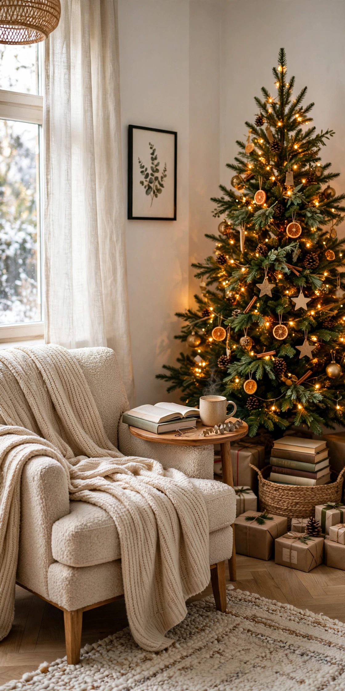 corner christmas tree reading nook armchair