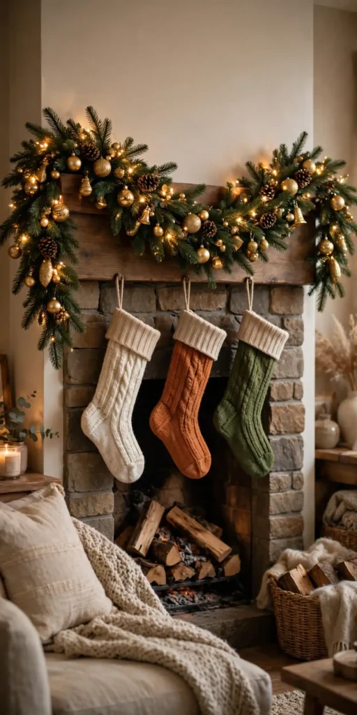 fireplace mantel garland christmas