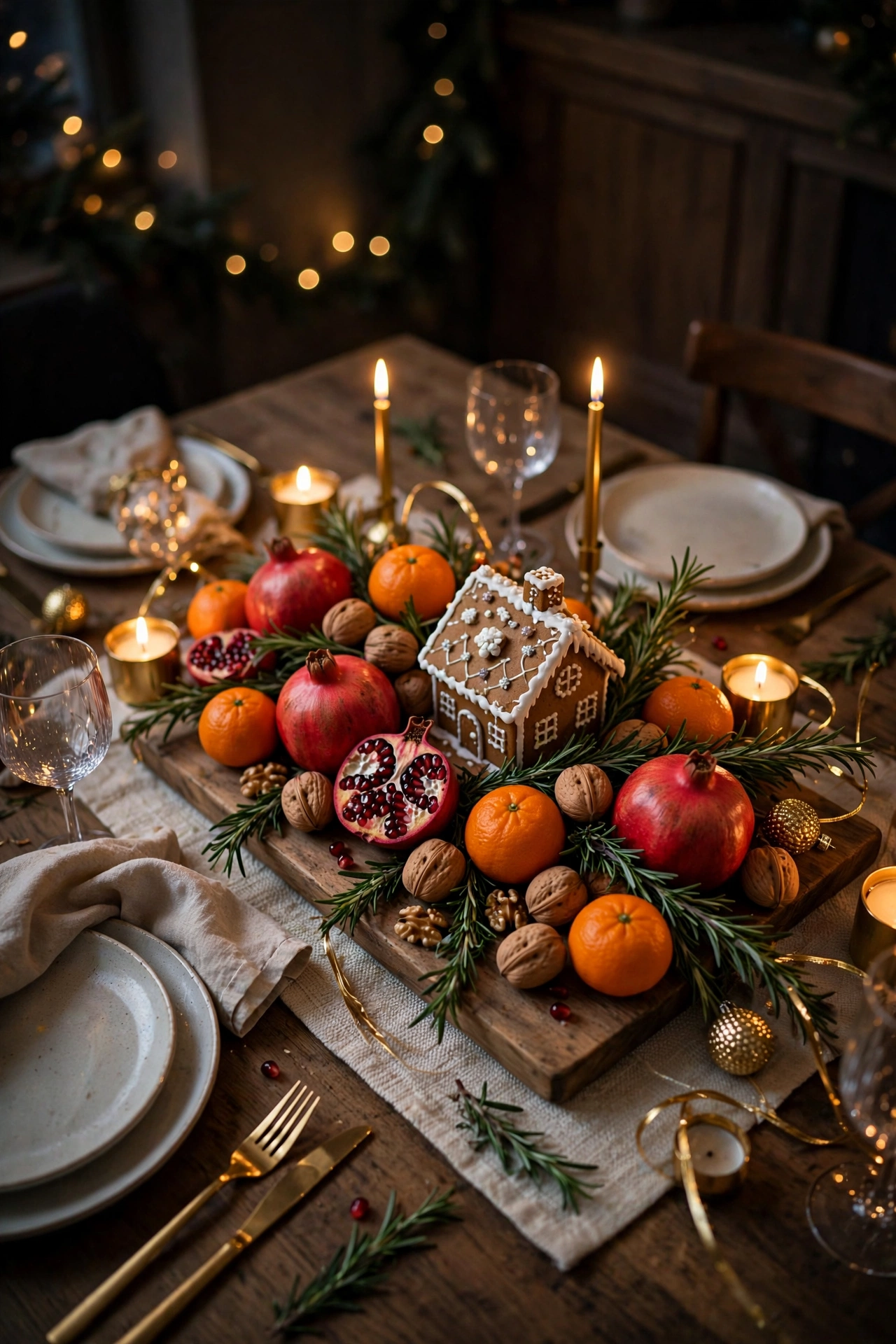 edible centerpiece citrus pomegranate christmas table