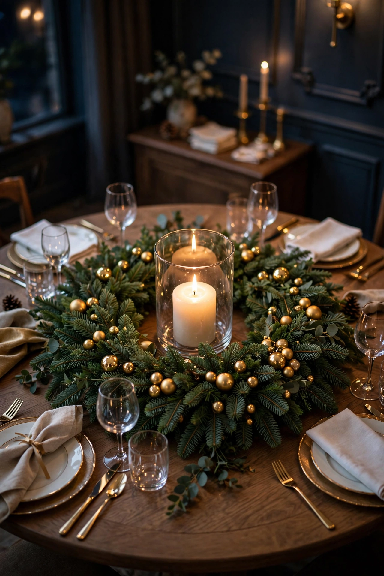 christmas wreath flat centerpiece candle ring table