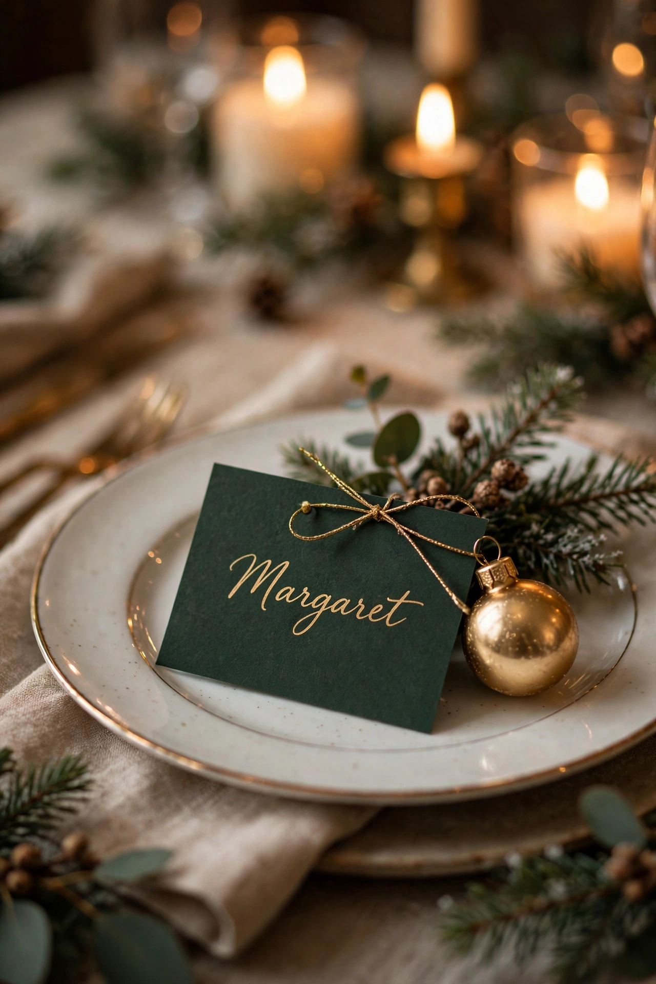 christmas place cards ornament name tags table