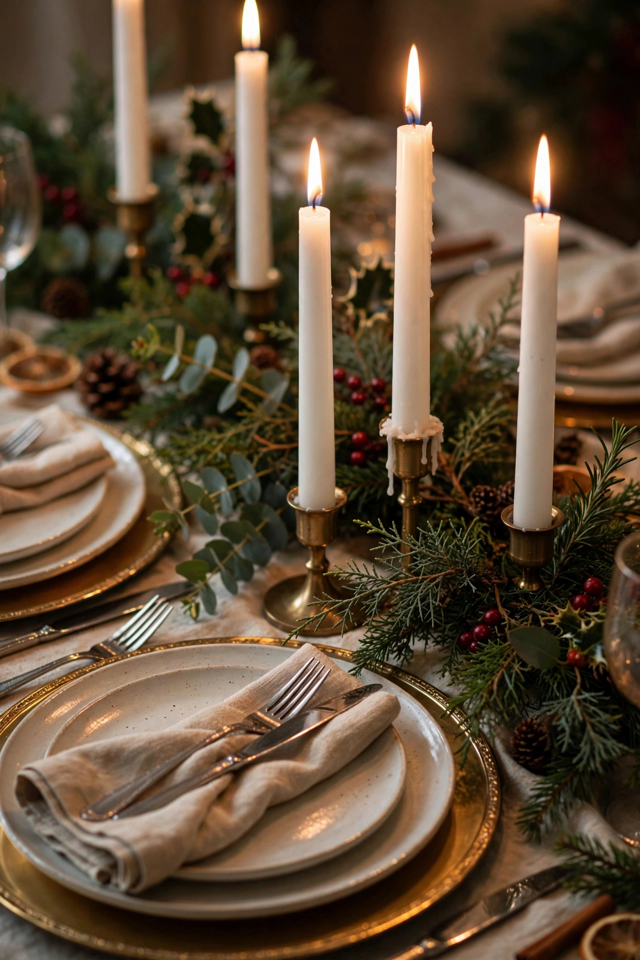 unscented taper candles christmas dinner table