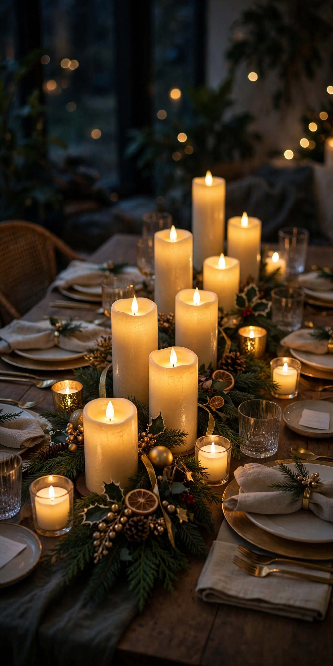 flameless led candles christmas dining table glow