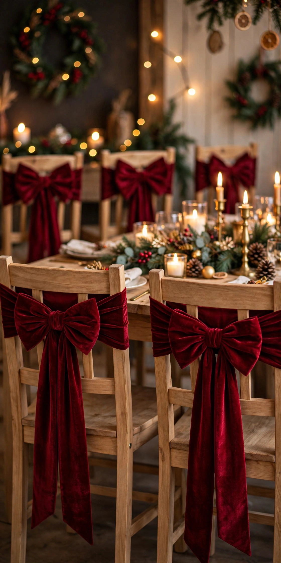 christmas chair sashes bows dining chairs red