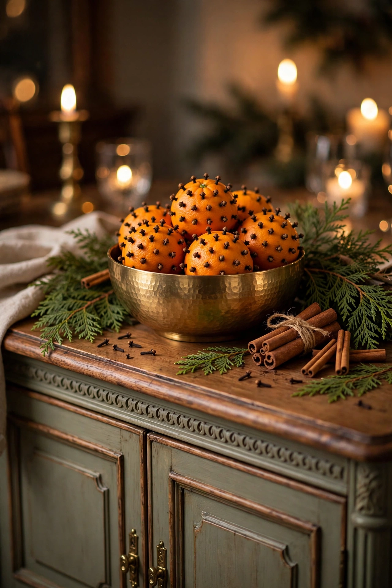 clove oranges pomanders sideboard christmas scent