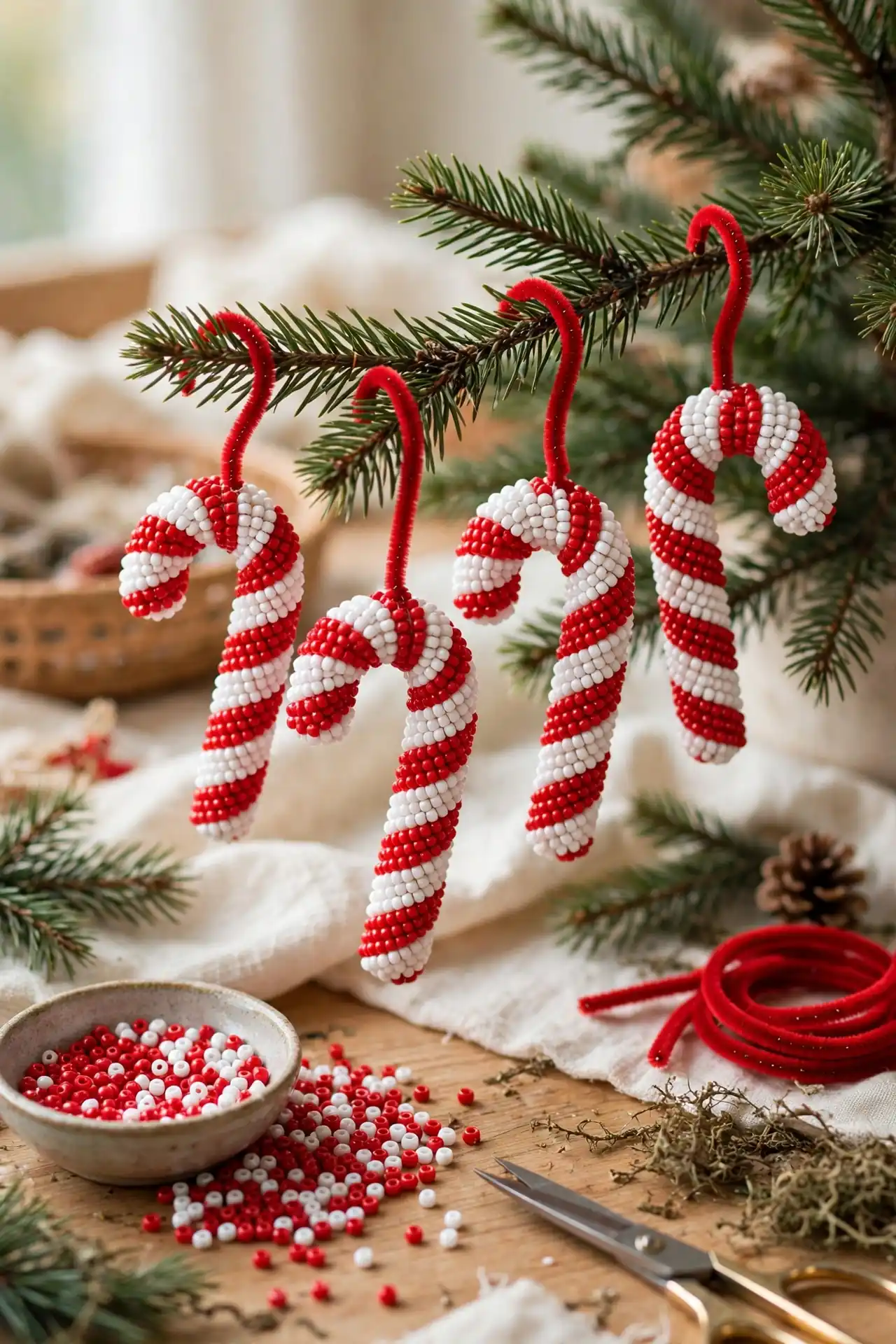 Beaded Candy Cane Ornaments