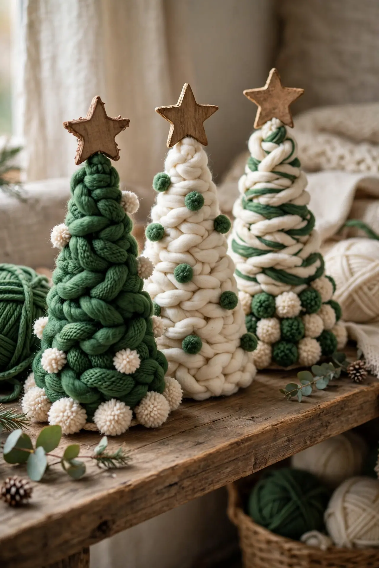 Chunky Yarn Tree Cones