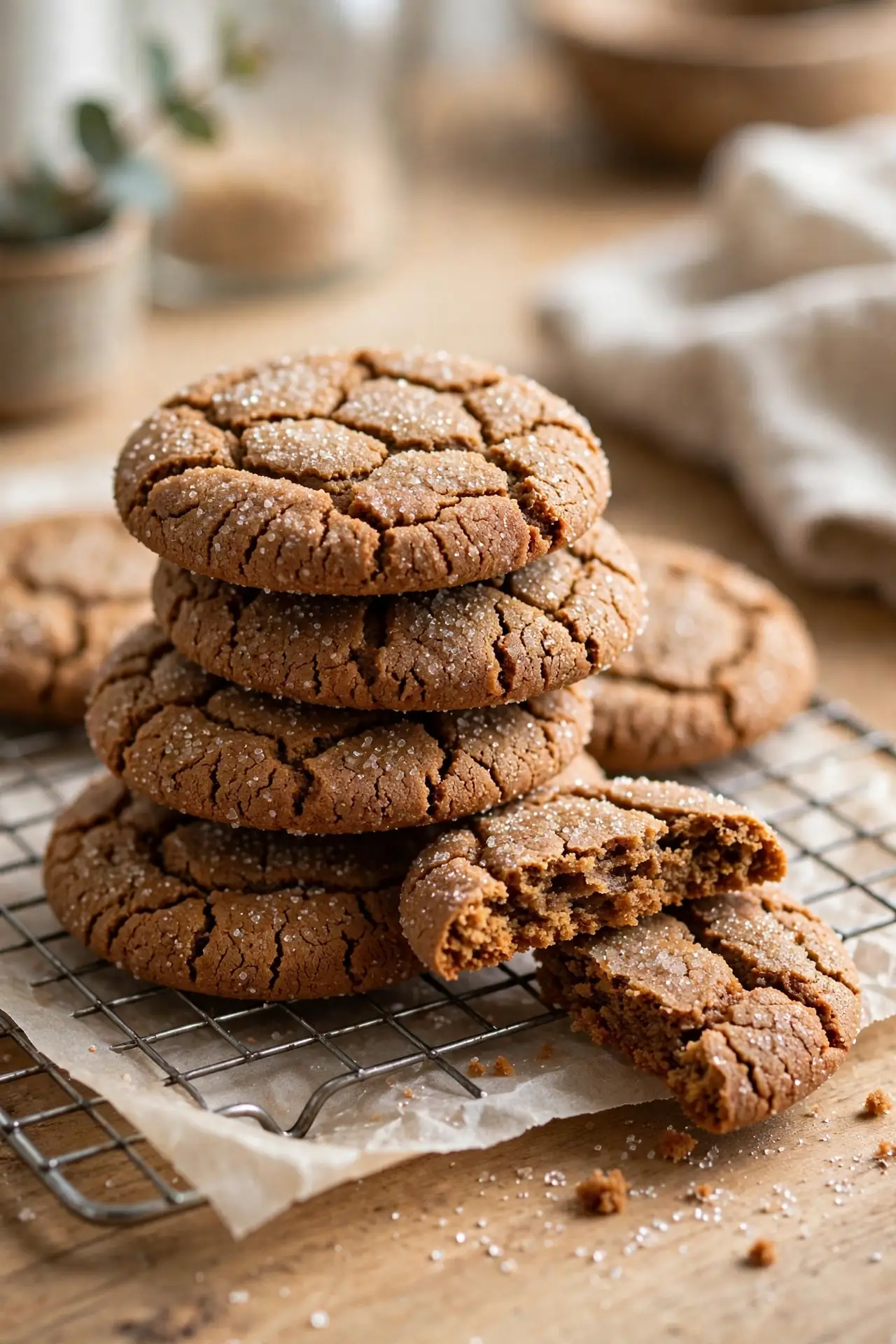 soft ginger molasses cookies rolled in sugar