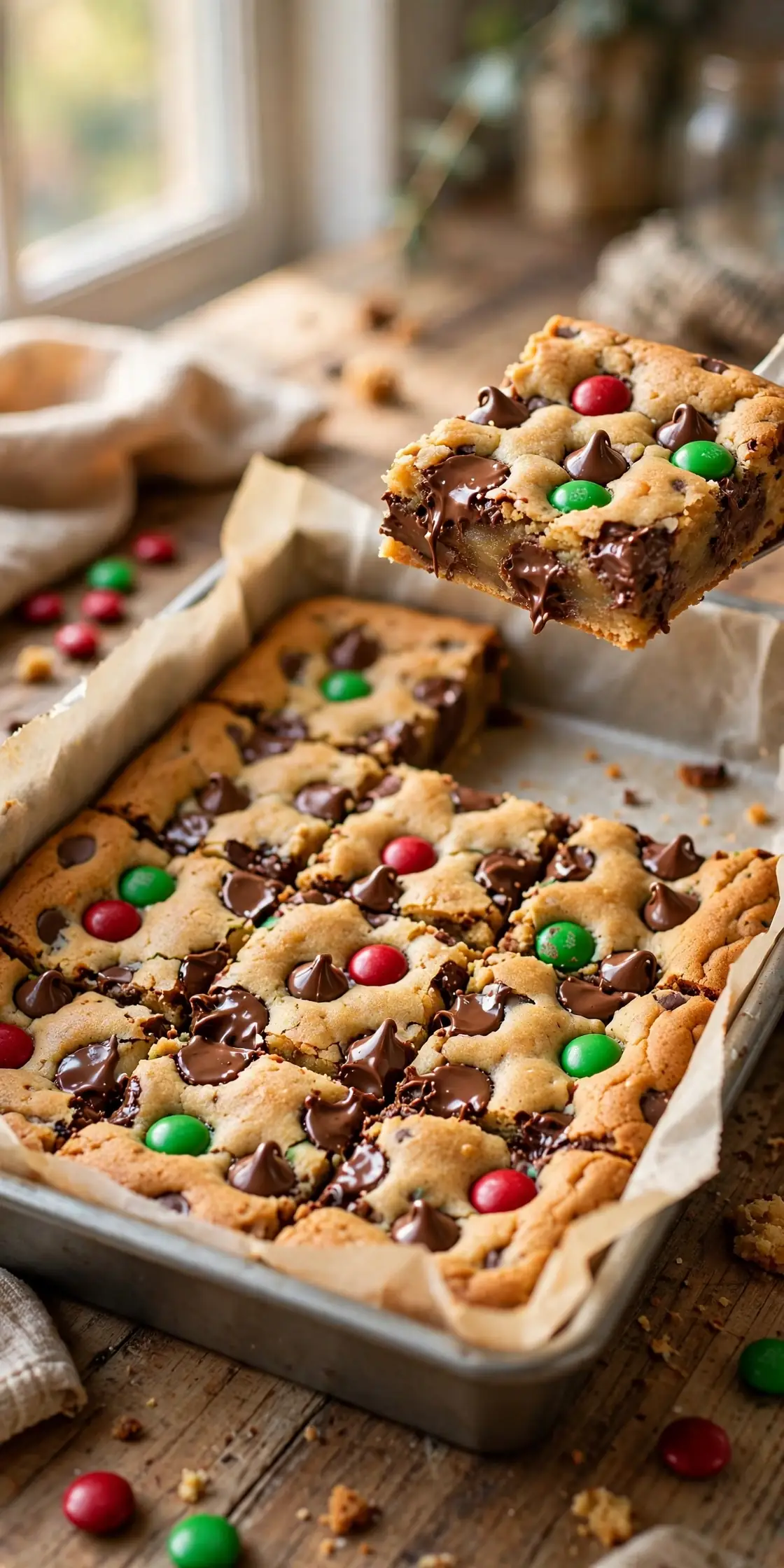 chocolate chip cookie bars christmas pan
