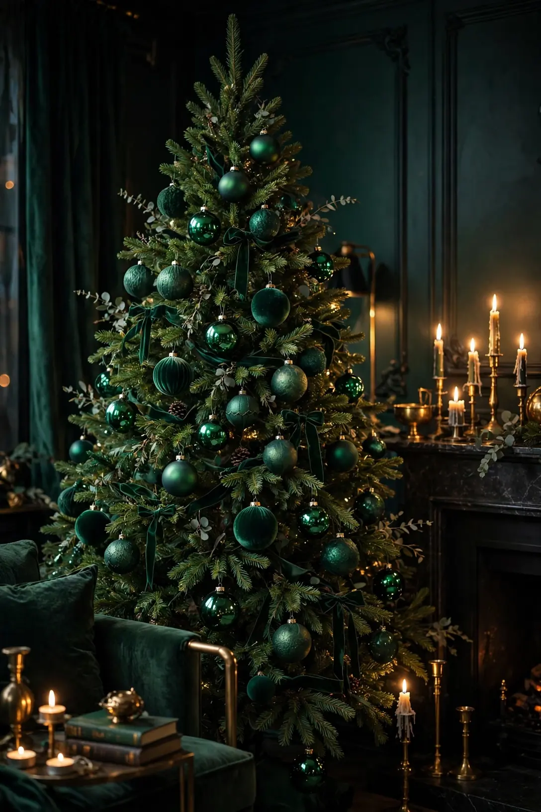 Emerald Green Christmas Tree Ornaments in Mixed Finishes emerald green christmas tree ornaments mixed finishes