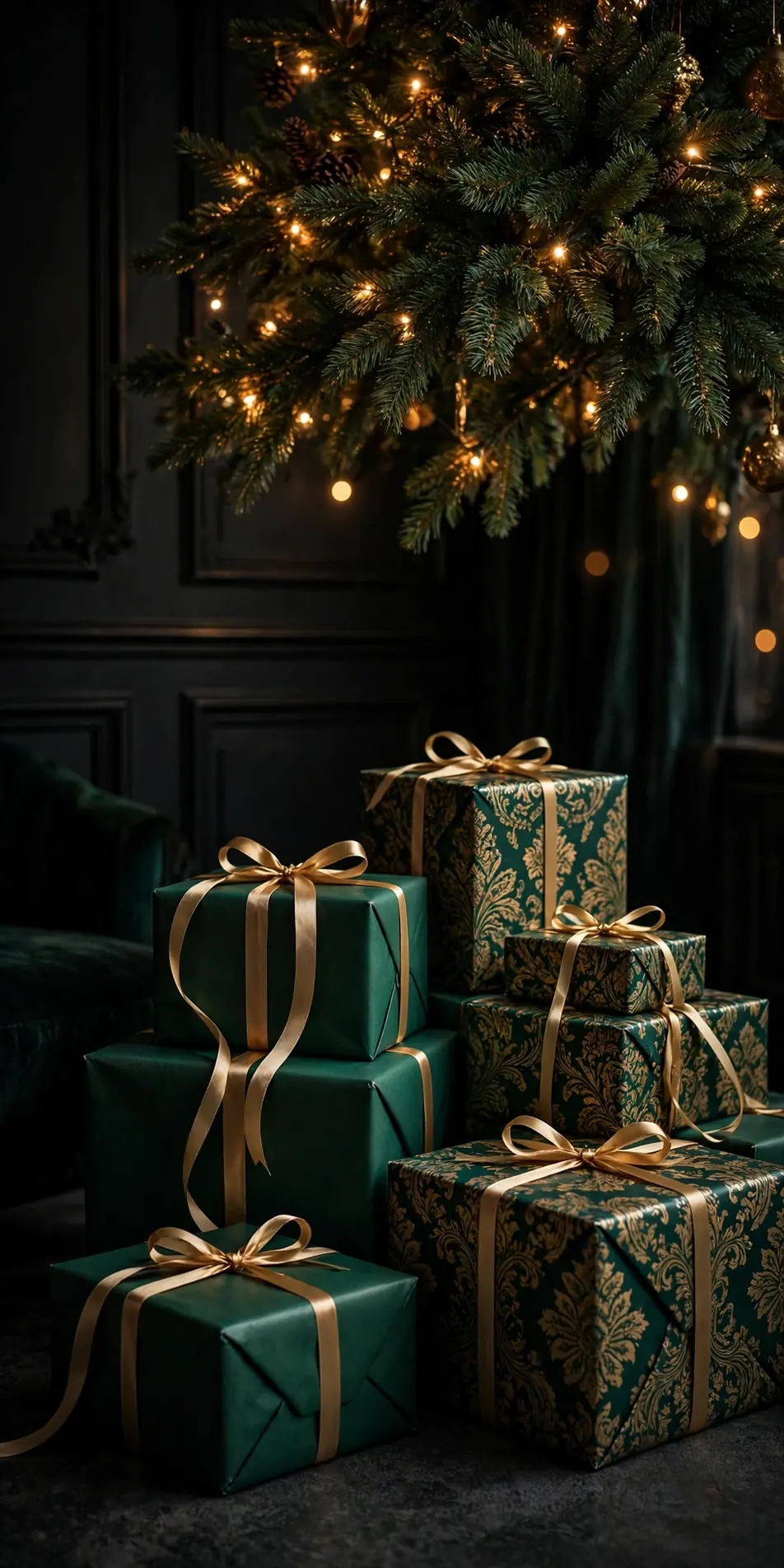 Emerald Christmas Wrapping Paper Under the Tree emerald christmas decorations wrapping paper gifts