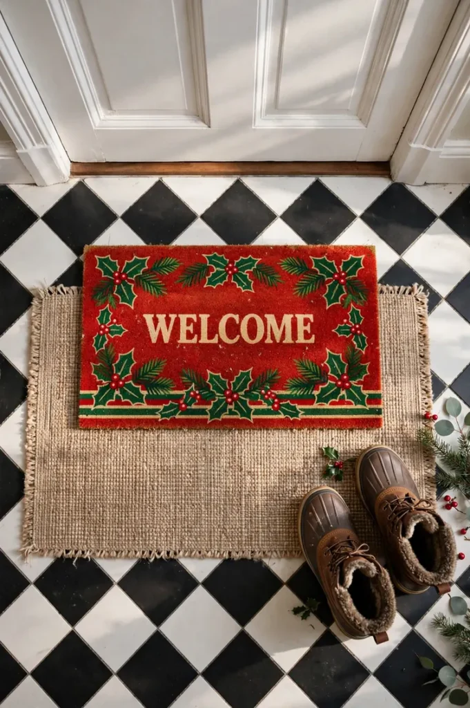 layered christmas doormat entryway rug
