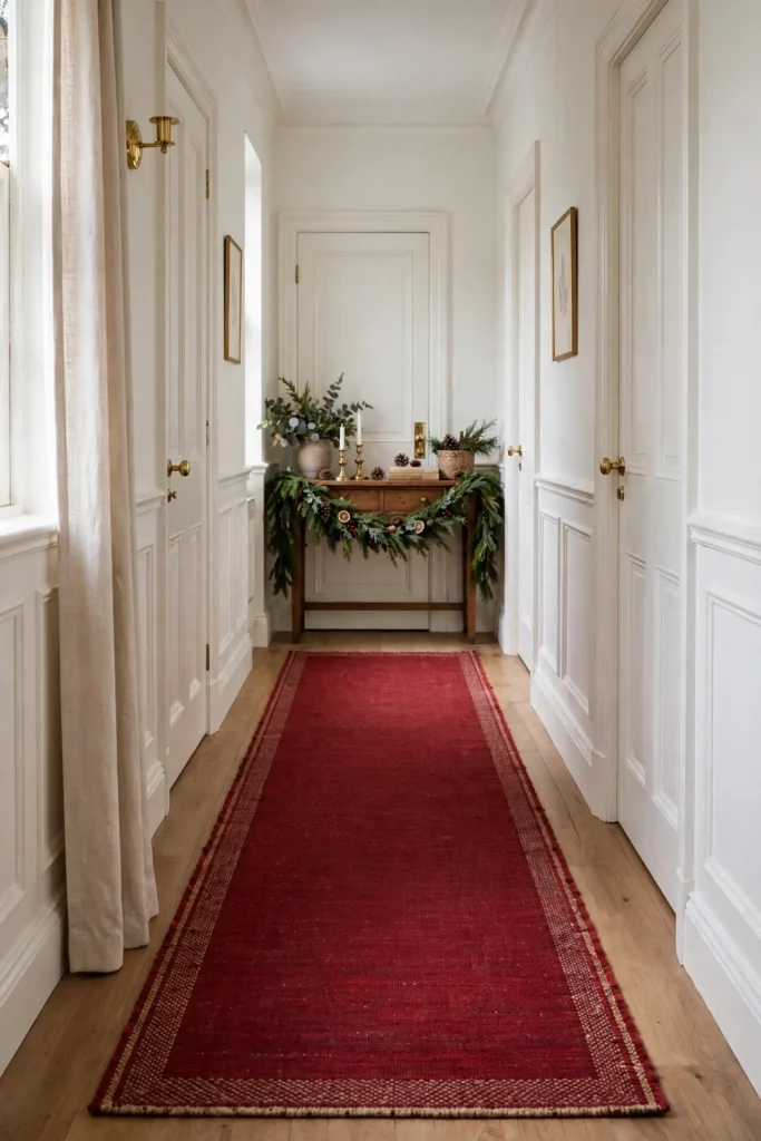 christmas runner rug hallway red