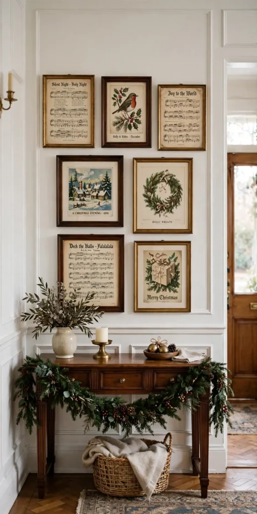 christmas gallery wall entryway framed prints