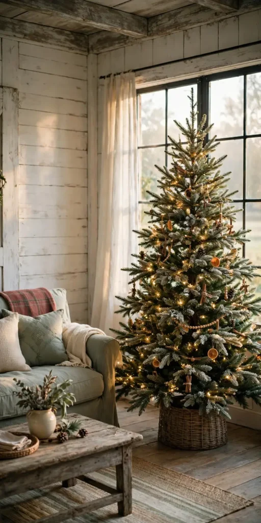 farmhouse christmas tree full natural flocked